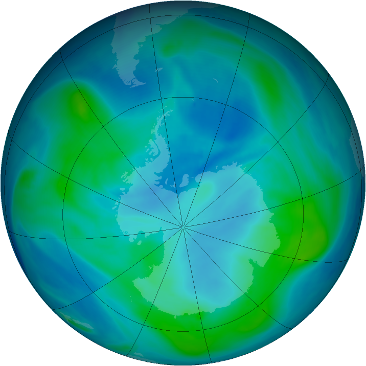 Antarctic ozone map for 10 February 2006